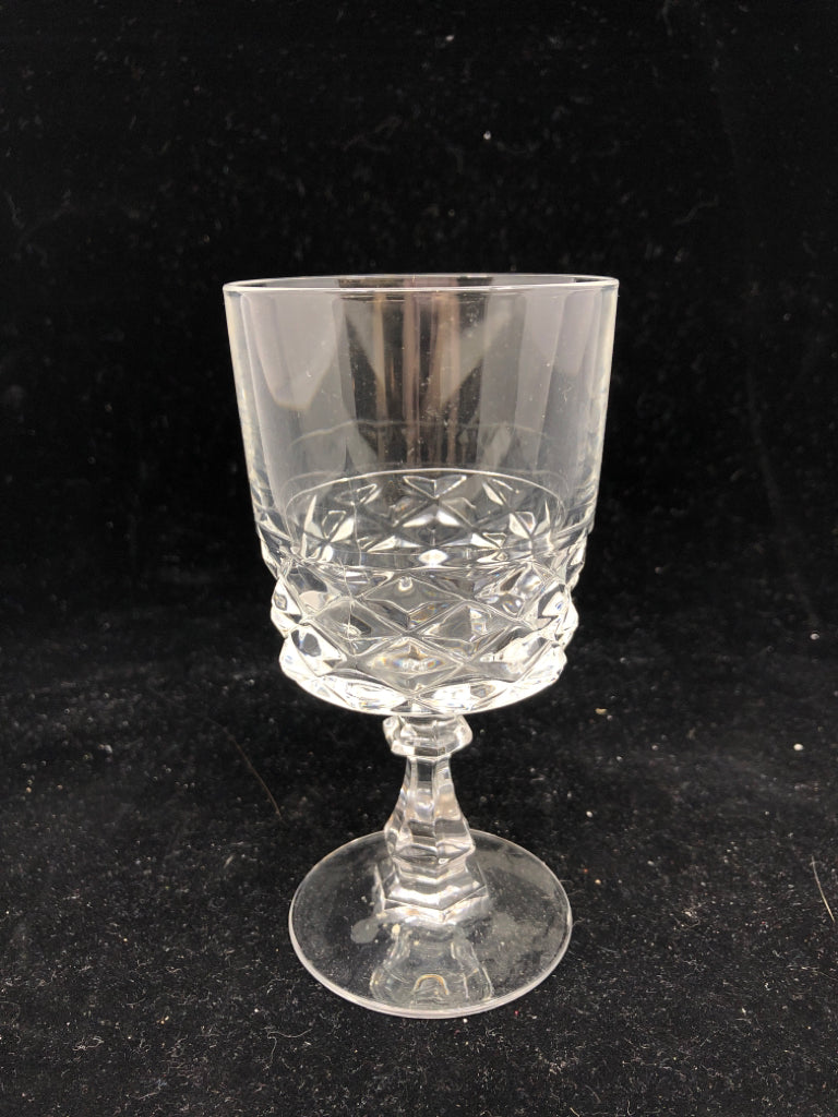 6 CUT GLASS WINE GLASSES.