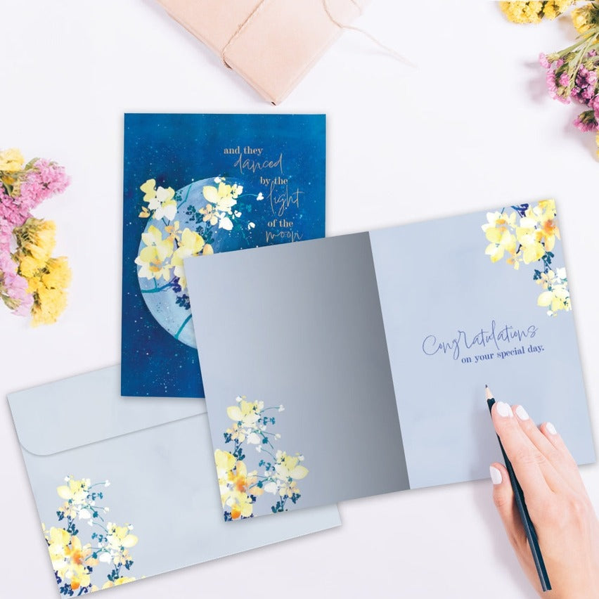 Floral Moonlight Wedding Card