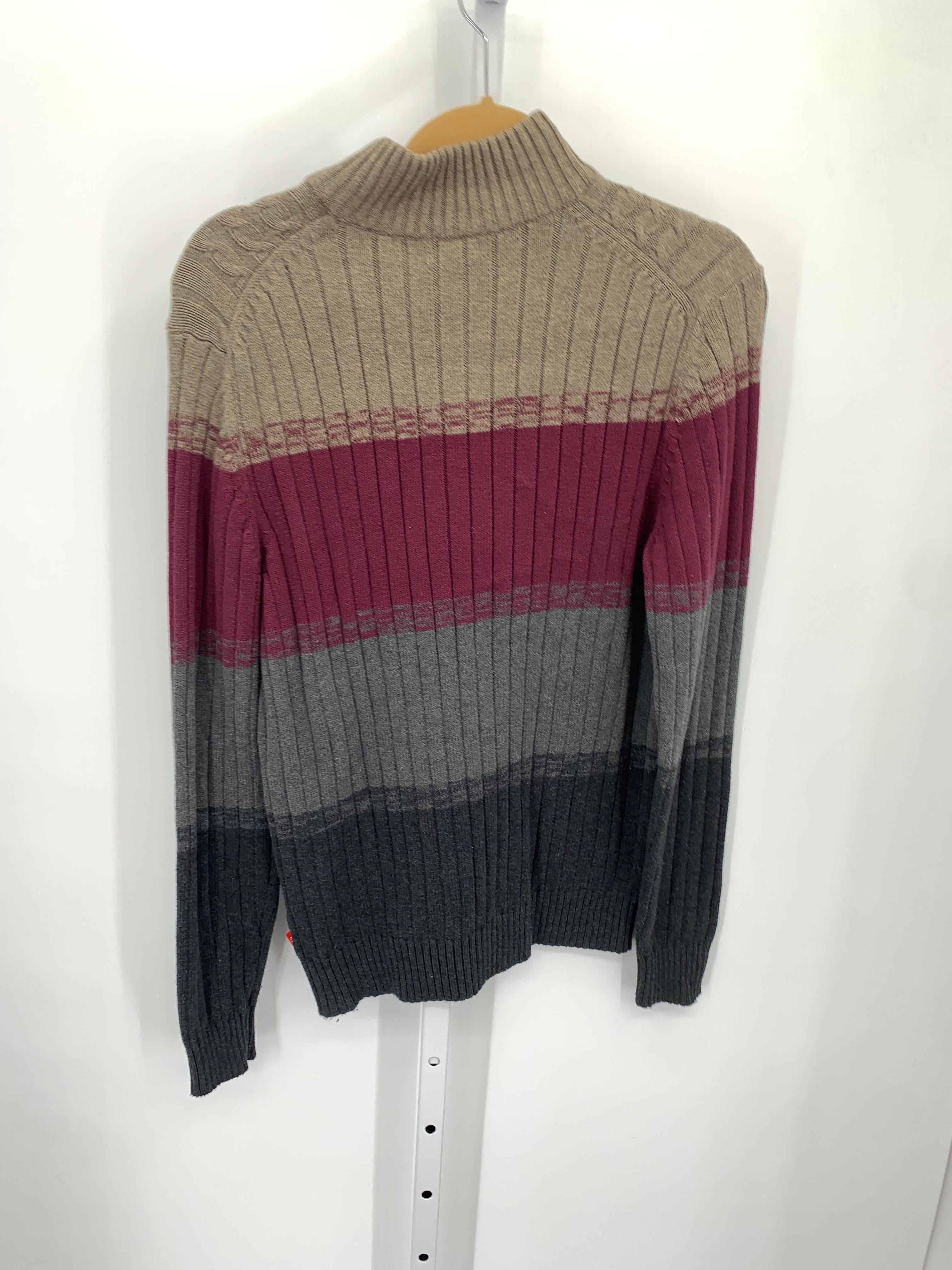 PARTIAL ZIP CABLE KNIT SWEATER