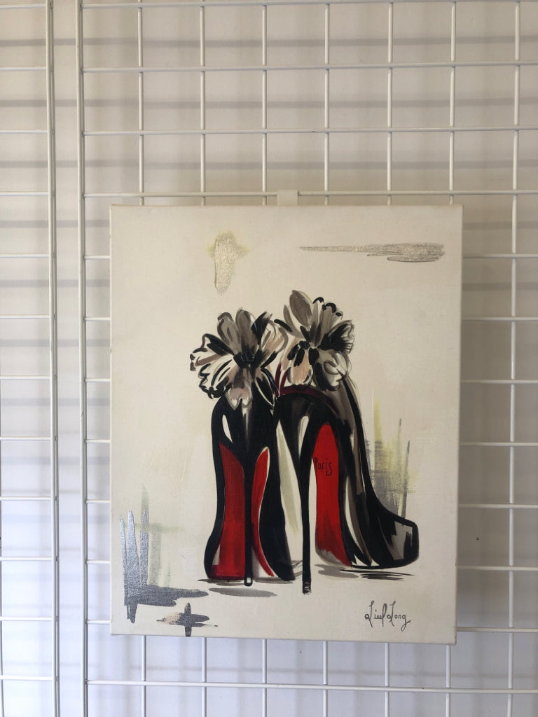 RED HEELS CANVAS WALL ART.