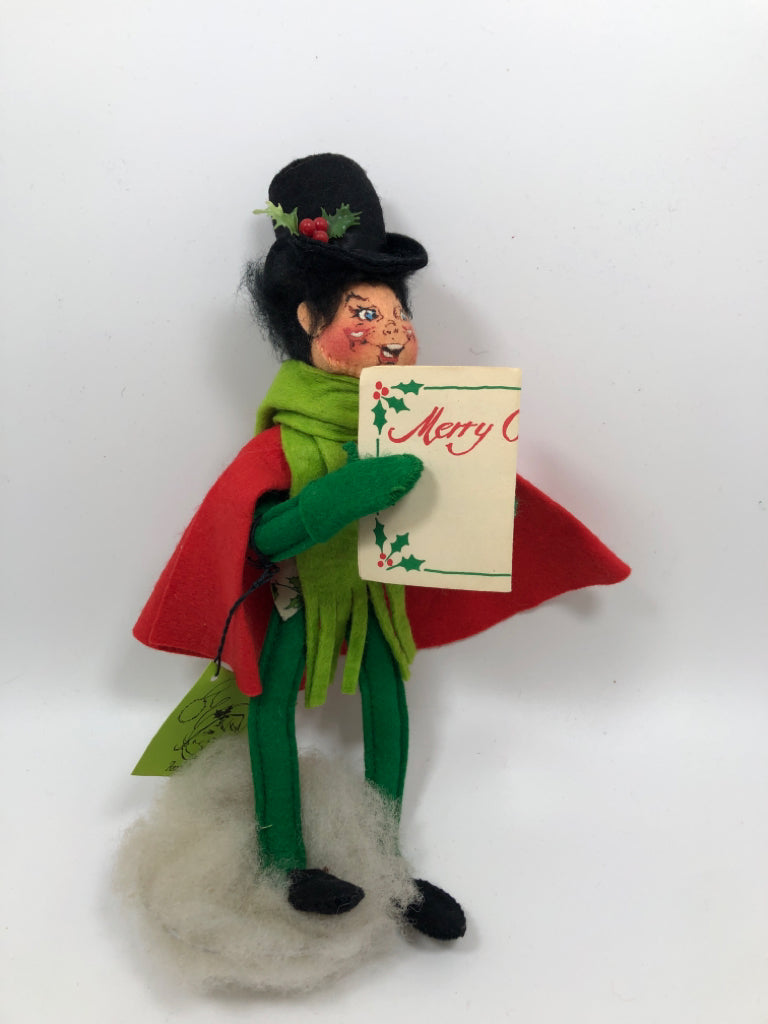 ANNALEE CHRISTMAS CAROLER FIGURINE.