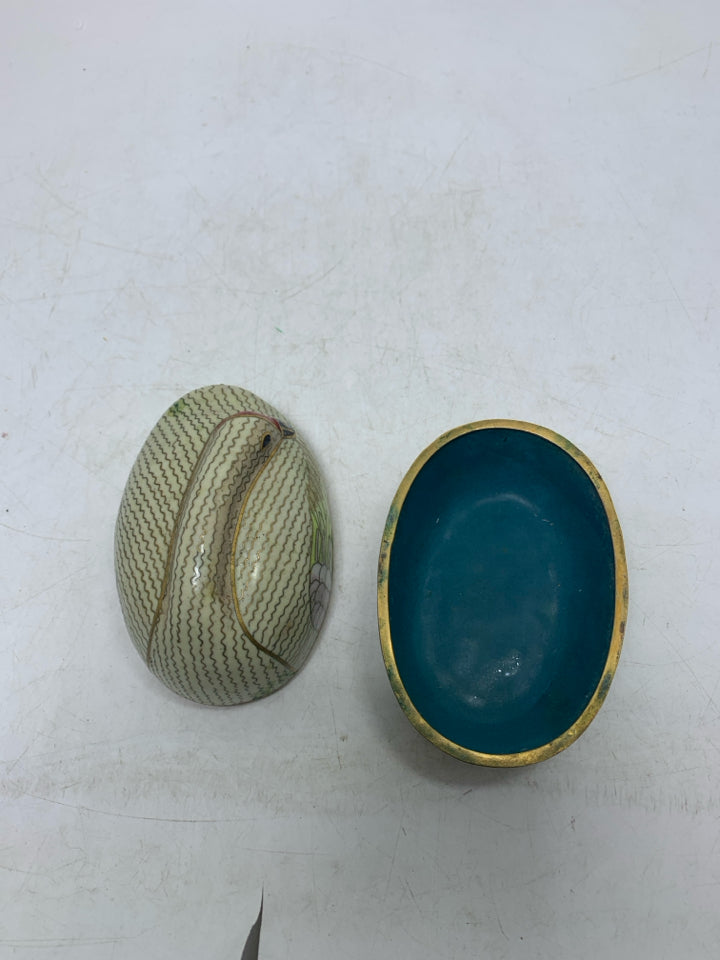 VTG ENAMEL BRASS SWAN TRINKET BOX.