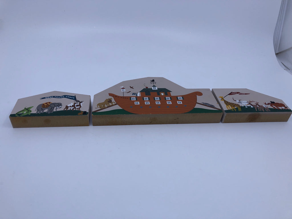 3 PC NOAHS ARK WOOD DECOR.