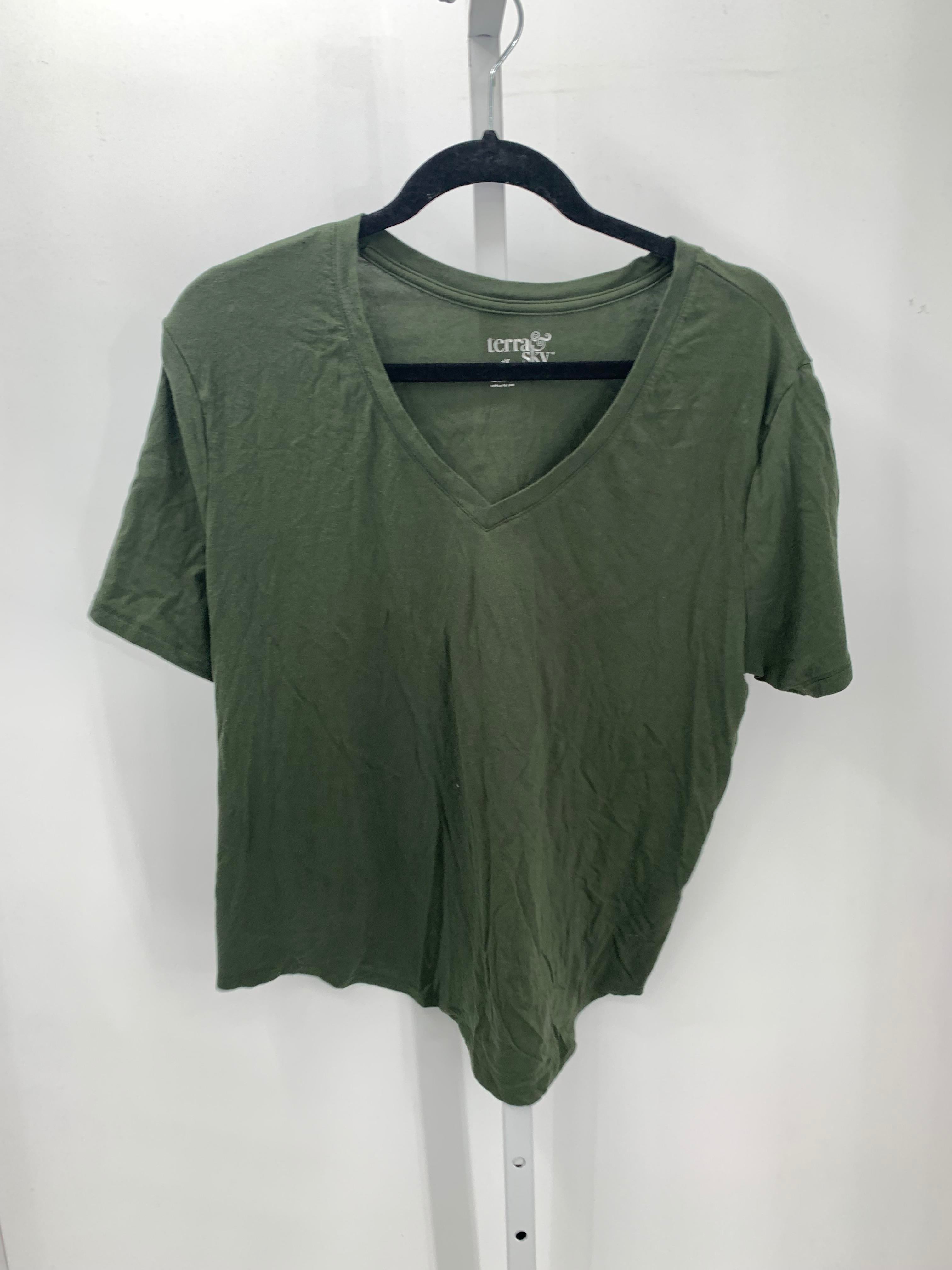 Terra & Sky Size 1X Womens Short Sleeve Shirt