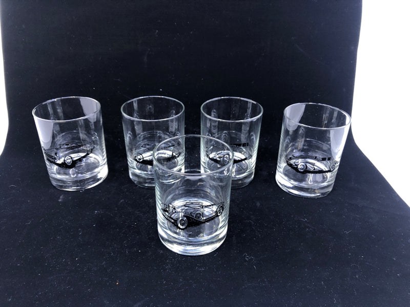 5 VTG CARS LOW BALL COCKTAIL GLASSES.