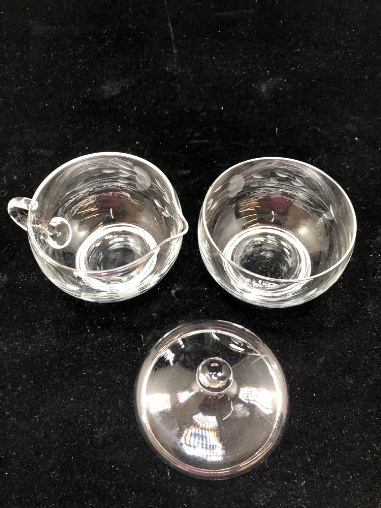 VTG GLASS CREAM & SUGAR.