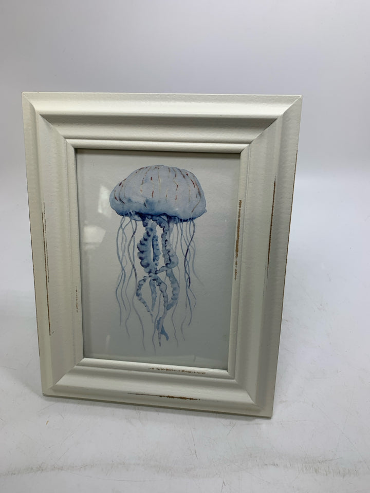 WHITE FRAME W/ JELLY FISH PICTURE.
