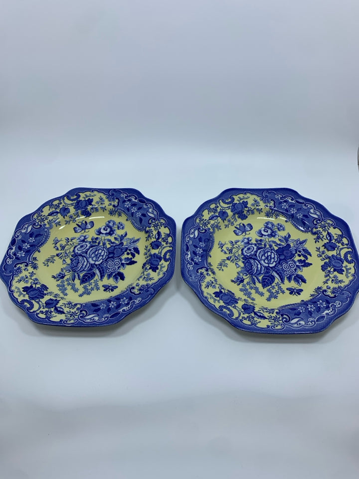 2 "BLUE ROSE" BLUE ROOM GARDEN COLLECTION PLATES.