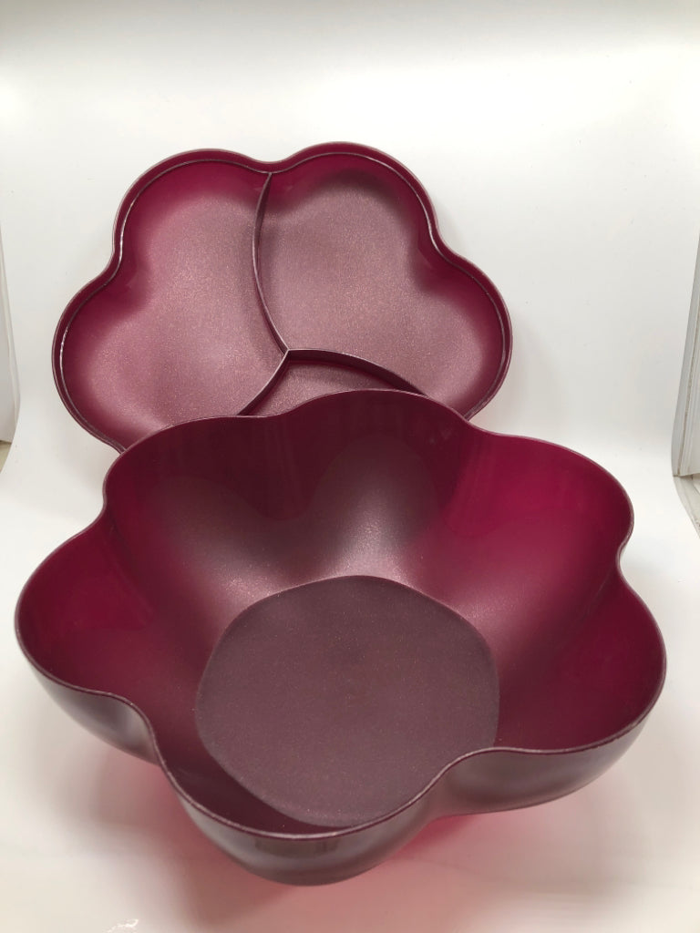 MERLOT SPARKLE TUPPERWARE CHIP'N DIP BOWL.