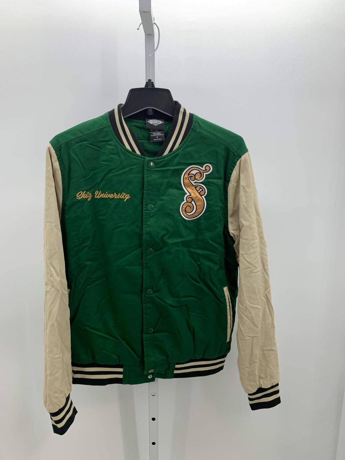 Shiz University Varsity Jacket Medium Green Letterman Embroidered Elphaba.