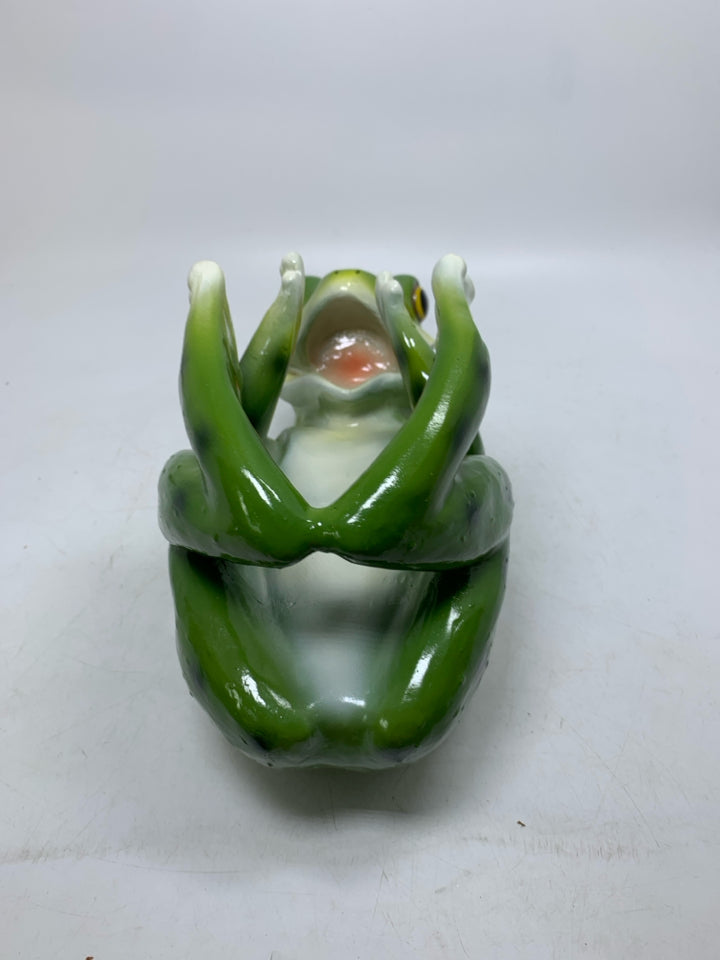 RESIN FROG WINE BOTTLE HOLDER.