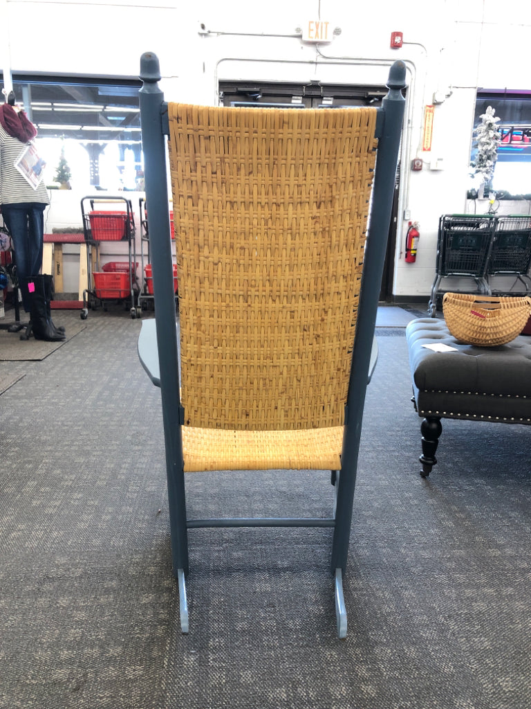 BLUE WICKER WOVEN ROCKER.