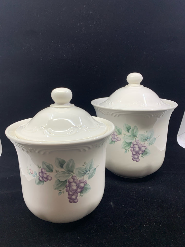 2 PFALTZGRAFF GRAPE PATTERN CANISTERS.