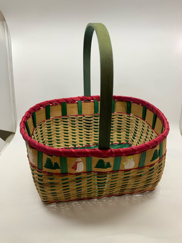 SNOWMAN PAINTED BASKET.