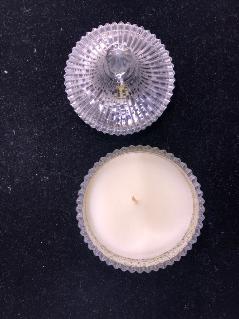 CRACKLE MERCURY GLASS VANILLA CANDLE.