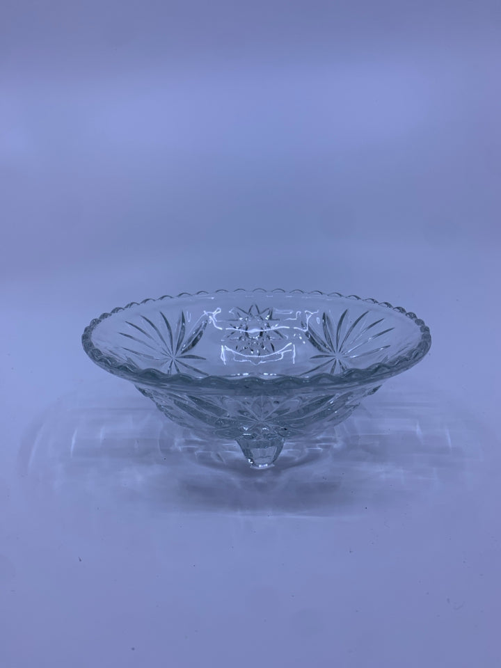 STAR BURST FOOTED GLASS BOWL.