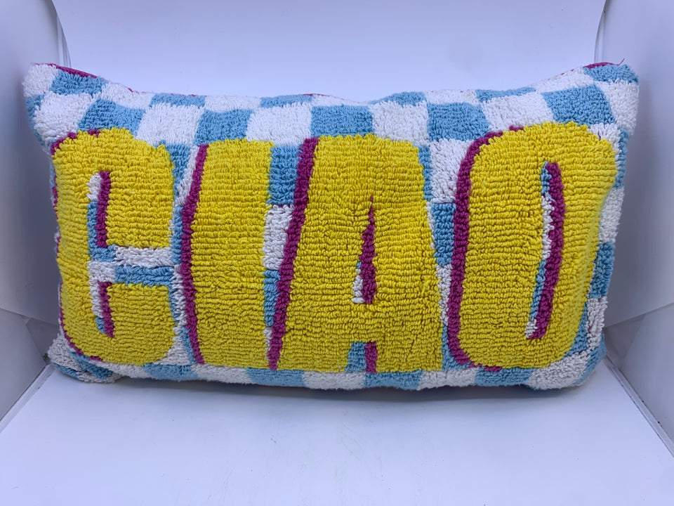 LIGHT BLUE CHECKERED RECTANGLE PILLOW CIAO.