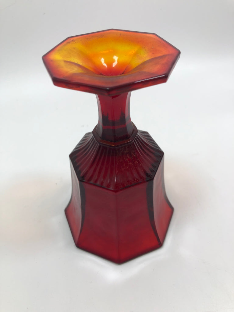 6 VTG INDEPENDENCE GLASS RUBY RED WINE GLASSES.