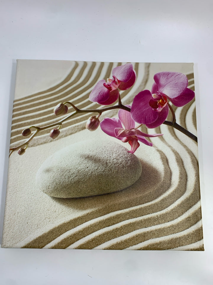 ORCHID,STONE & SAND CANVAS PRINT.