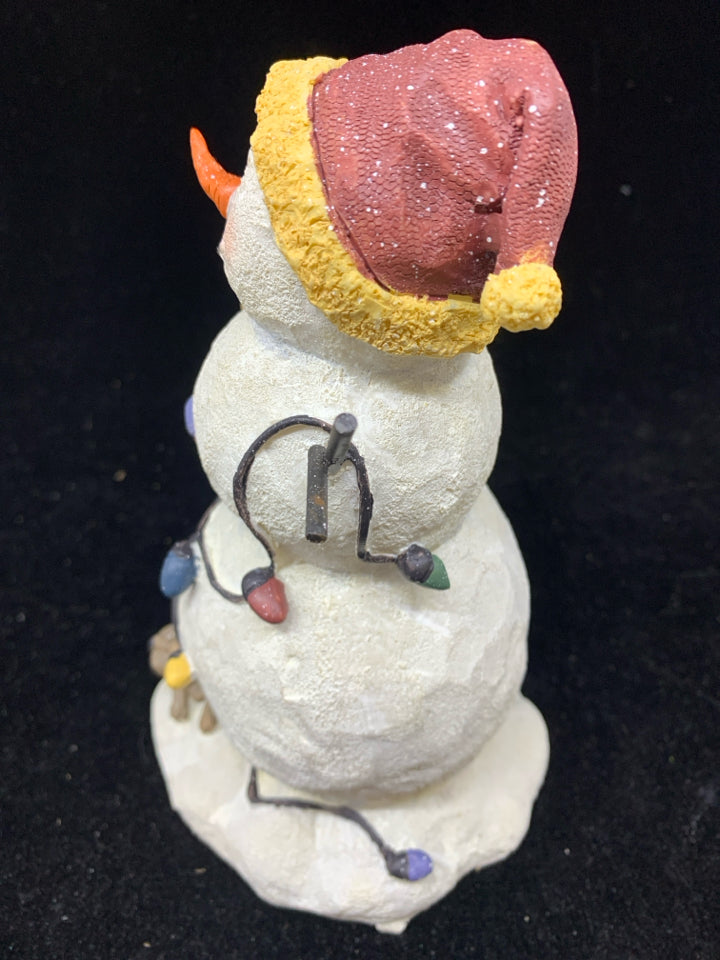 RESIN SNOWMAN AND CHILD.