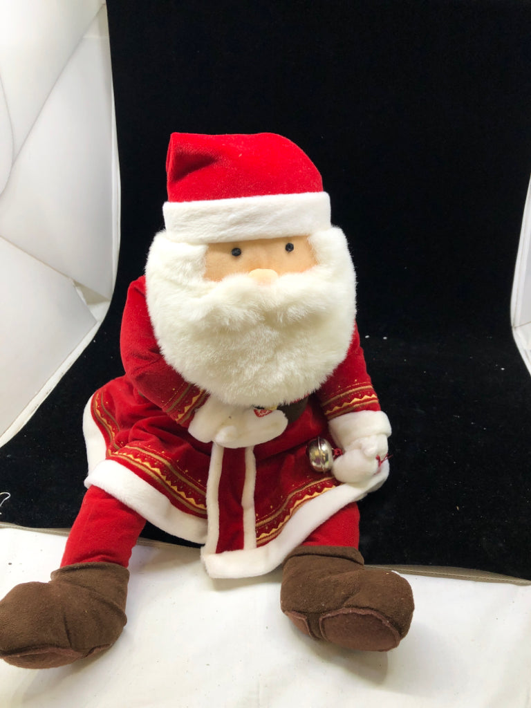 SINGING PLUSH SITTING SANTA RED COAT.