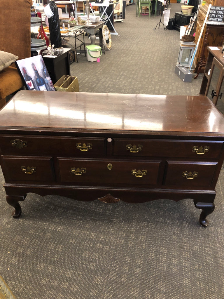 LANE DARK WOOD CHEST WITH SLOW CLOSE HINGE (NO LOCK) *MINOR SCRATCHING.