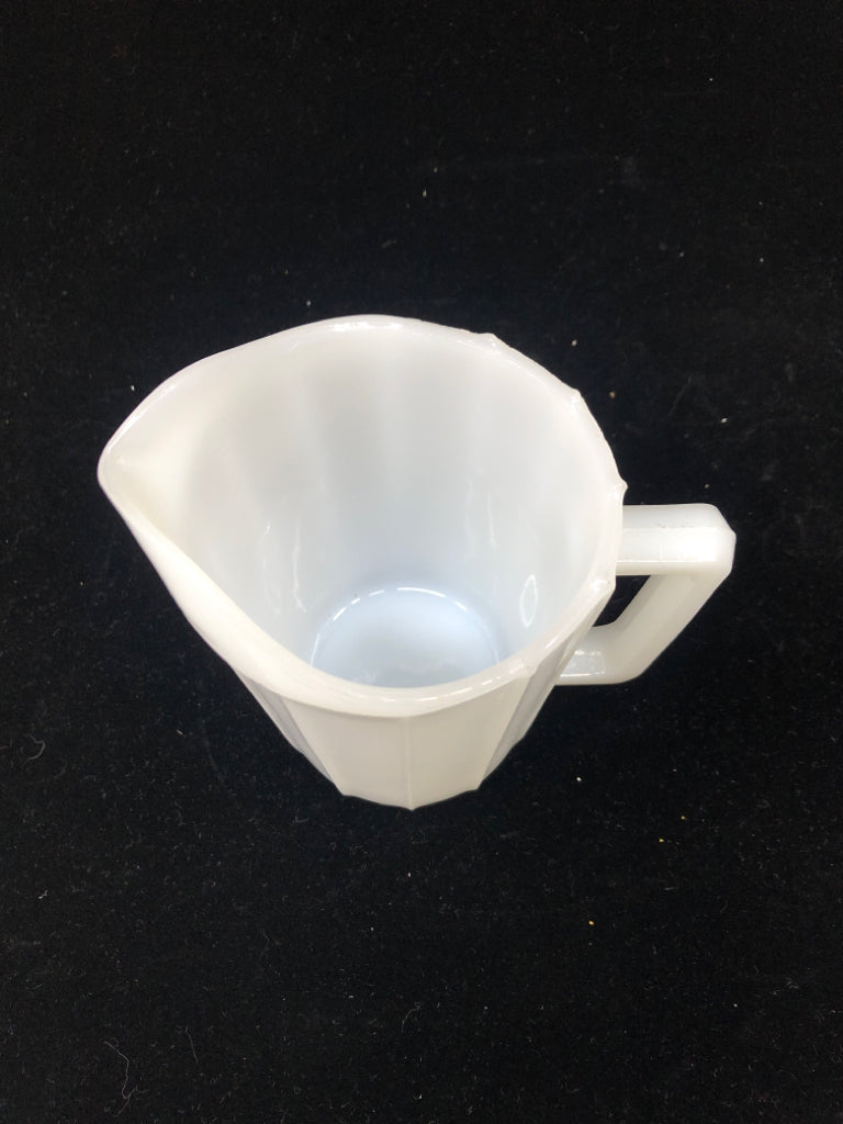 SMALL MILK GLASS PITCHER.