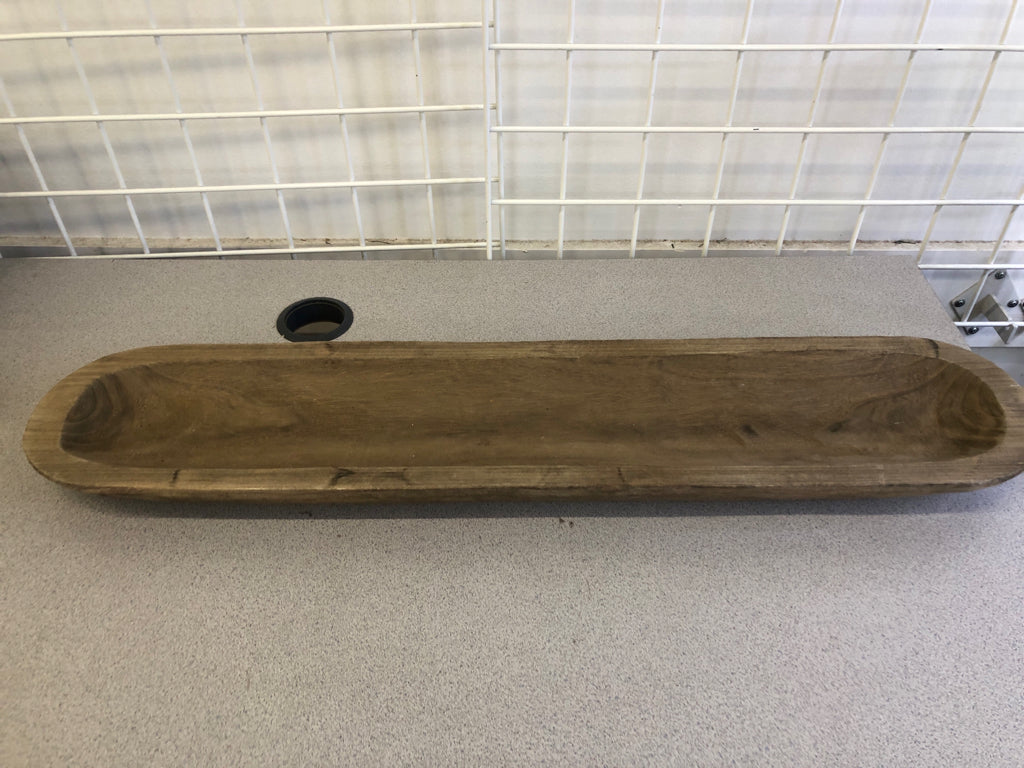 LONG OVAL WOOD CENTERPIECE BOWL.