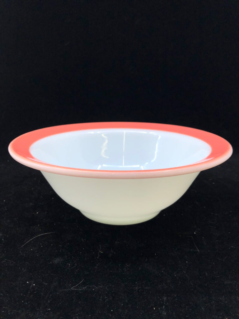 VTG SERVING BOWL W PINK RIM.