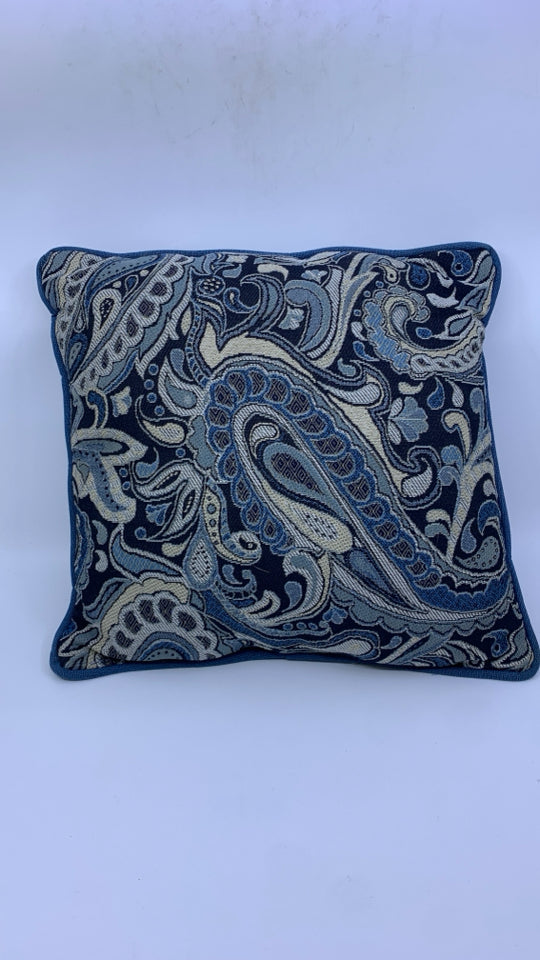BLUES PAISLEY PRINT PILLOW.