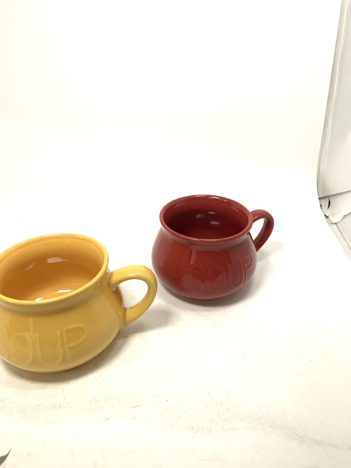 RED/YELLOW SOUP MUGS.