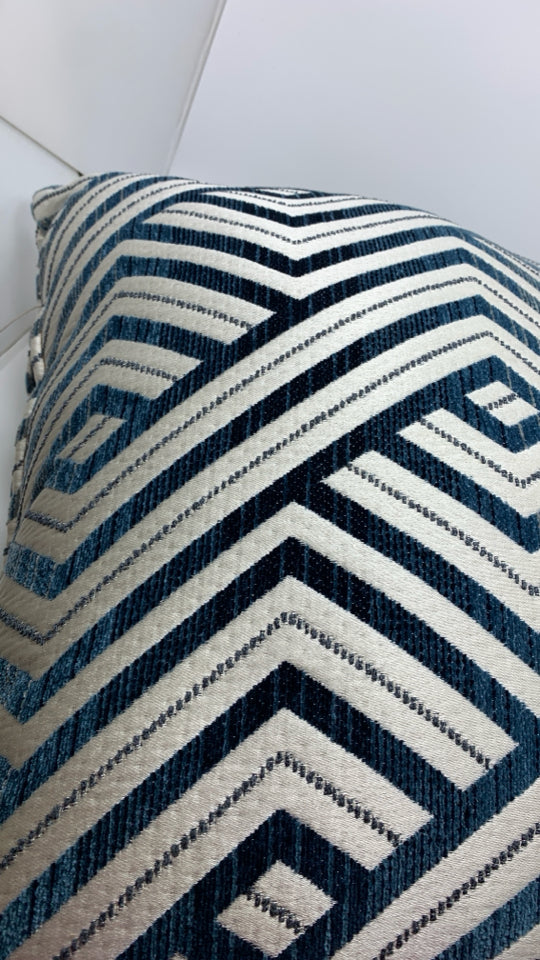 BLUE ZIG-ZAG PILLOWS.