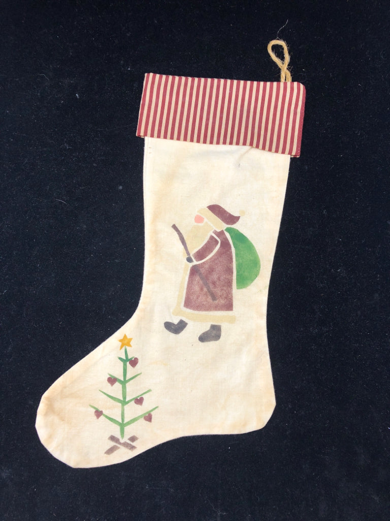 PRIMITIVE SANTA STOCKING.