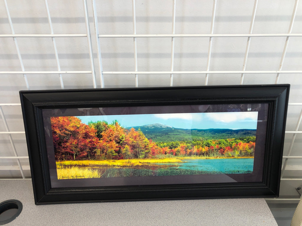MT MONADNOCK IN AUTUMN PRINT IN BLK FRAME.