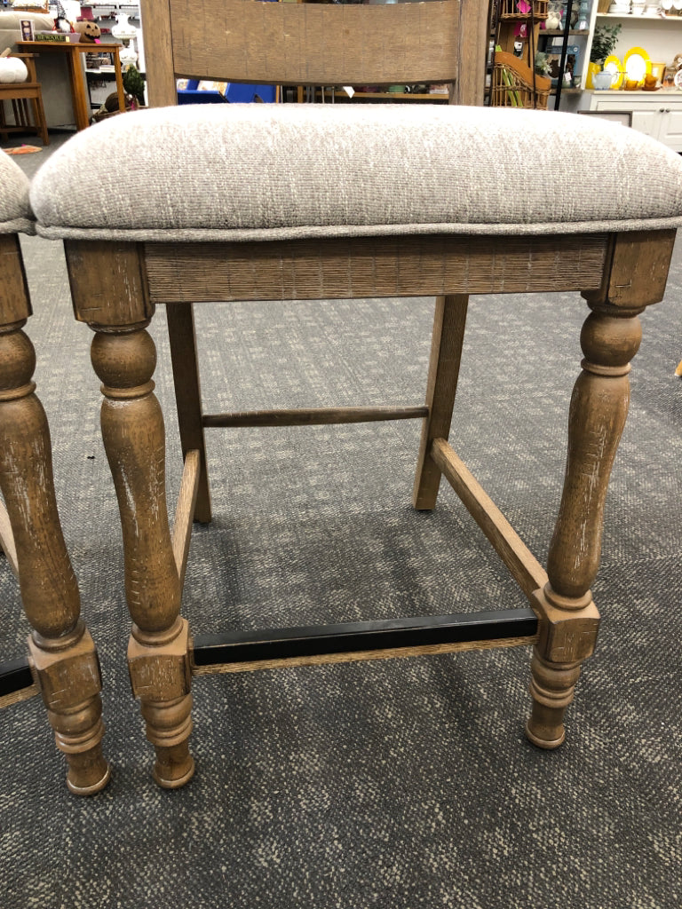 2 GREY PLUSH SEAT CHAIRS.