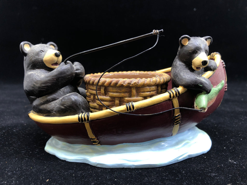 YANKEE CANDLE BLACK BEARS FISH TEALIGHT HOLDER.