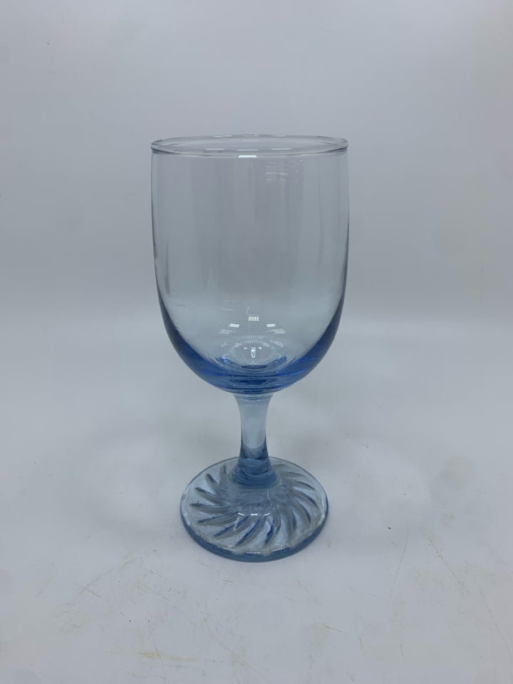 4 BLUE GLASS GOBLETS.