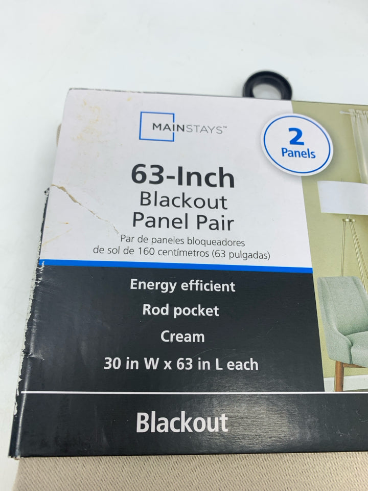 NIP 2PC BEIGE BLACKOUT PANEL CURTAIN.