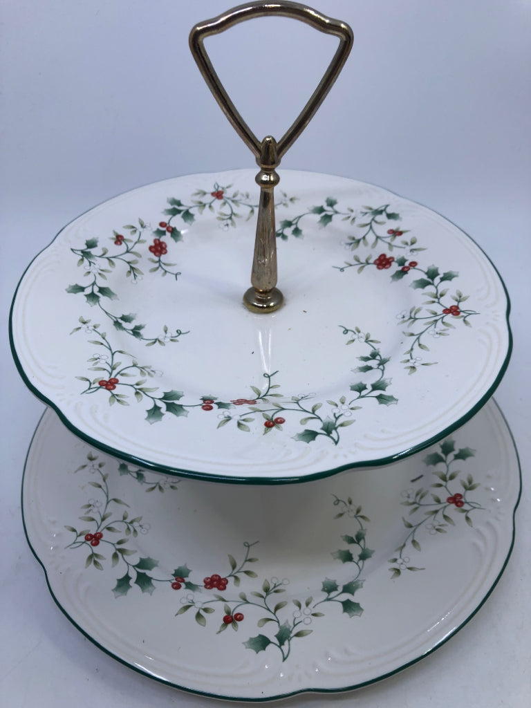 2 TIER HOLLY SERVER- PFALTZGRAFF WINTERBERRY