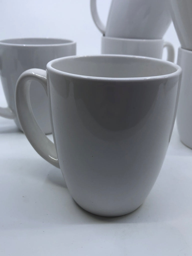 6PC WHITE CORELLE MUGS.