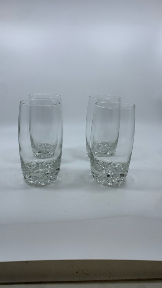 4 BORMIOLI TUMBLER GLASSES.