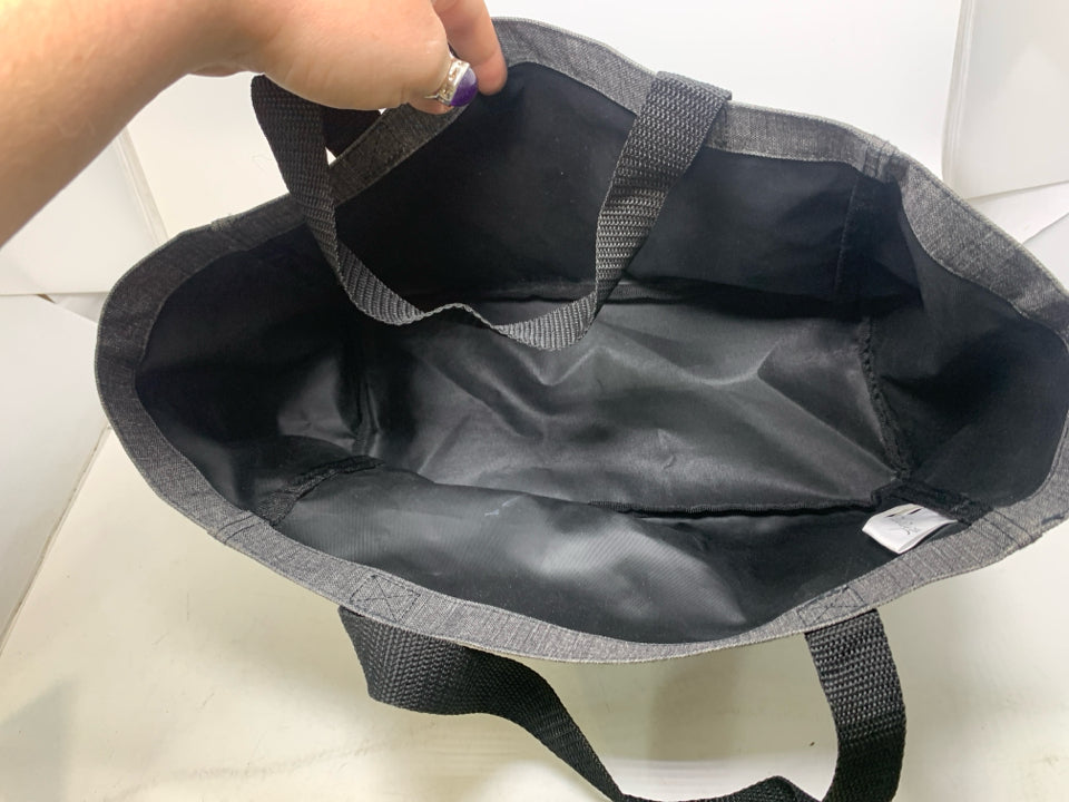 DARK GREY MESH POCKETS TOTE BAG.