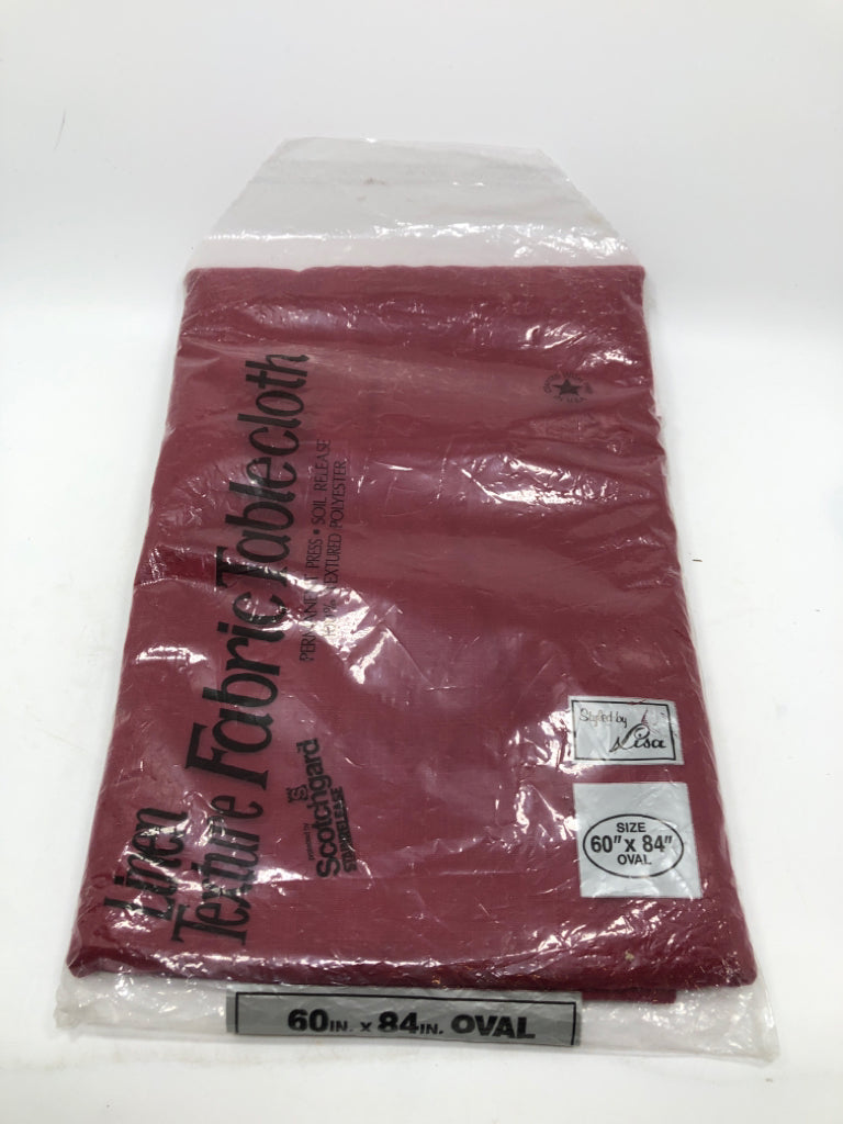 NIP RED FABRIC TABLECLOTH.