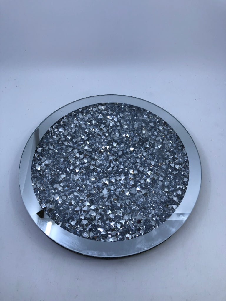 SILVER CRYSTAL LAZY SUSAN.