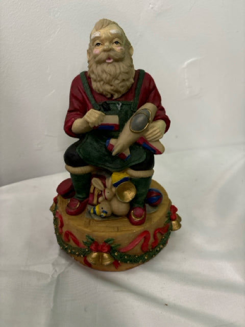 SANTA TOYMAKER MUSICAL FIGURINE.