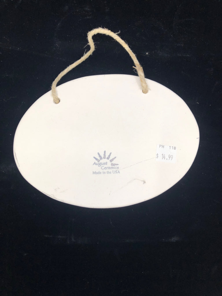 I LOVE THE NIGHTS- OVAL CERAMIC WALL HANGING.