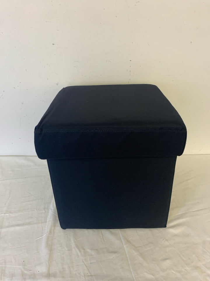 NAVY BLUE FOLDABLE FOOT CUBE OTTOMAN W/ TRAY.