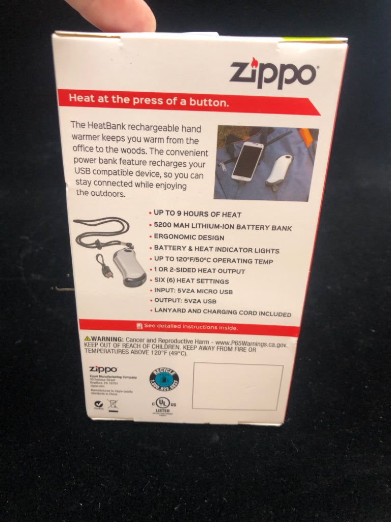 NIB ZIPPO HAND WARMER & POWER BANK.