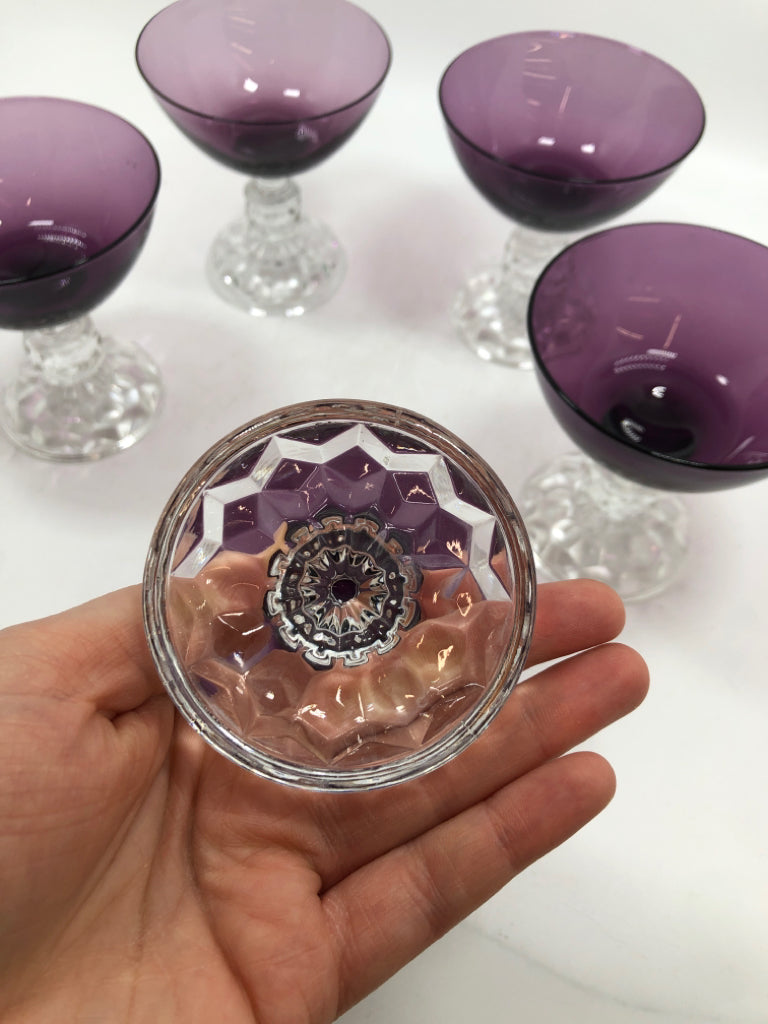 5 PURPLE SHERBET GLASSES.