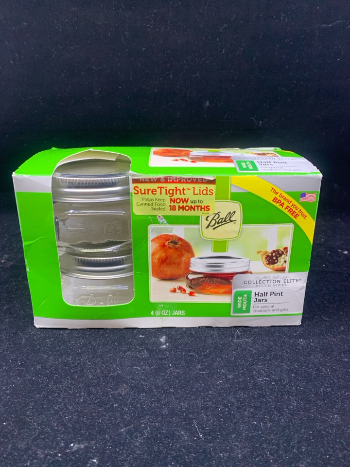 NIB BALL HALF PINT JARS.